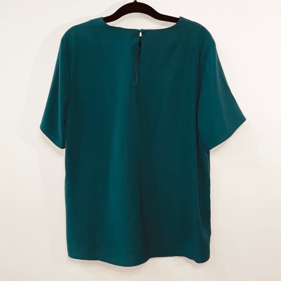 New BR Essential Short Sleeve Blouse Dark Teal Green Small $65 - Picture 2 of 5